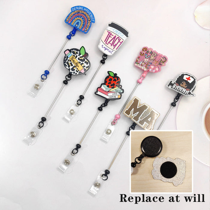 Wholesale Badge Reels  DIY Beadable Bar Velcro Retractable Keychain JDC-056