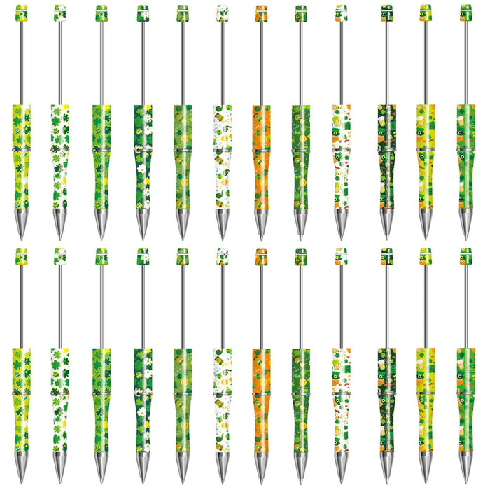 Wholesale St. Patrick's Day Beadable Pens Clover Plastic Pens DIY for Beaded JDC-PN-HuaH003