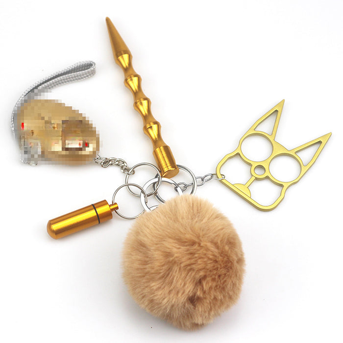 Wholesale Hair Ball Multifunctional Alloy Keychain 5-piece Set JDC-KC-TouMS068