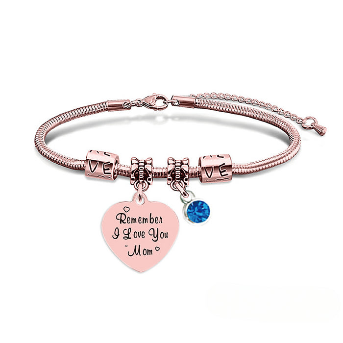 Wholesale Stainless Steel Mother's Day Blue Diamond Bracelet JDC-BT-GangG020