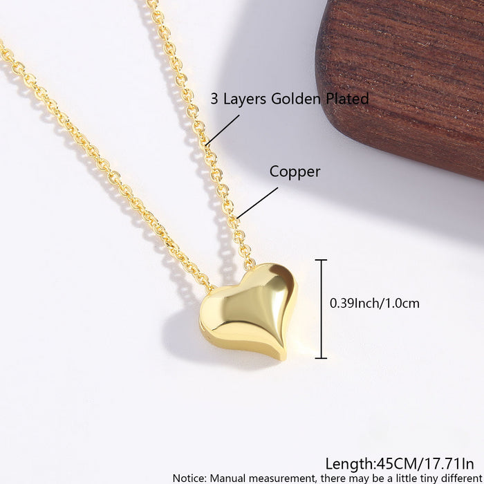 Wholesale Shiny Three-dimensional Heart Copper Necklace JDC-NE-BaiTian013