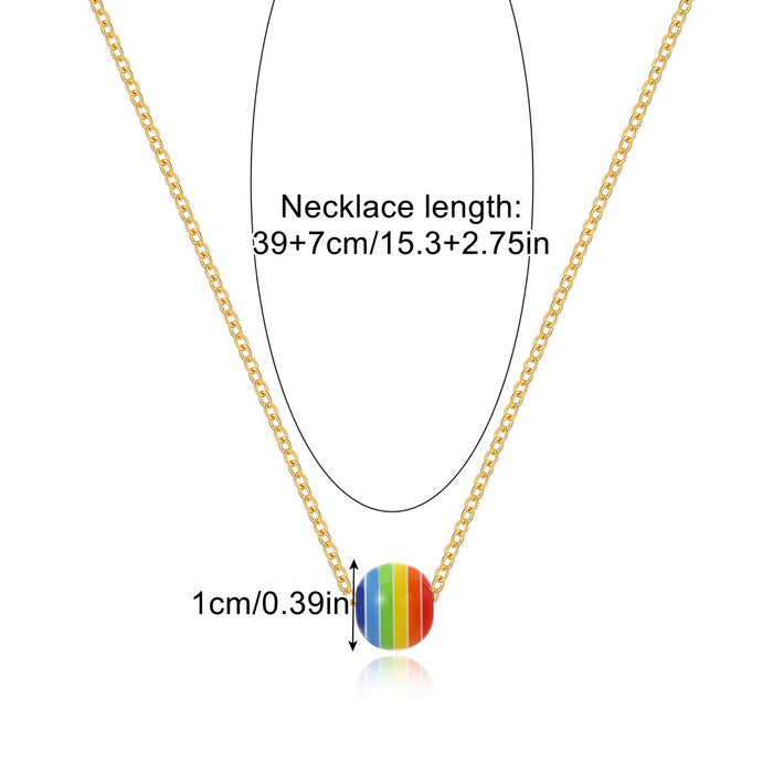 Wholesale Simple Multi-layer Necklace Crystal Rainbow Pendant Zinc Alloy Necklace JDC-NE-ManY019