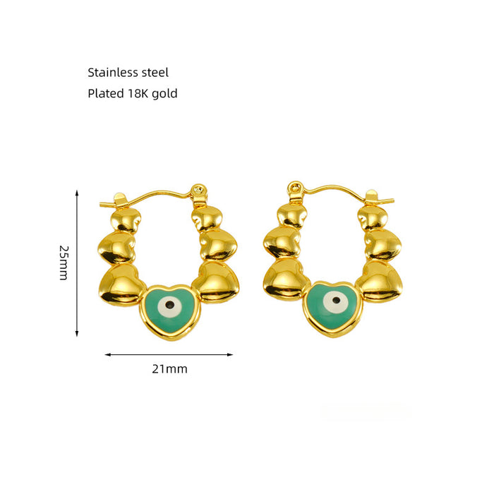 Wholesale Stainless Steel Heart Eyes Earrings JDC-ES-ZhongYao001