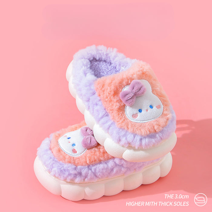 Wholesale Winter Children's Cotton Slippers for Boys and Girls Warm Non-slip Plush Parent-child Bag Baby Furry Cotton Slippers JDC-SP-Langd005