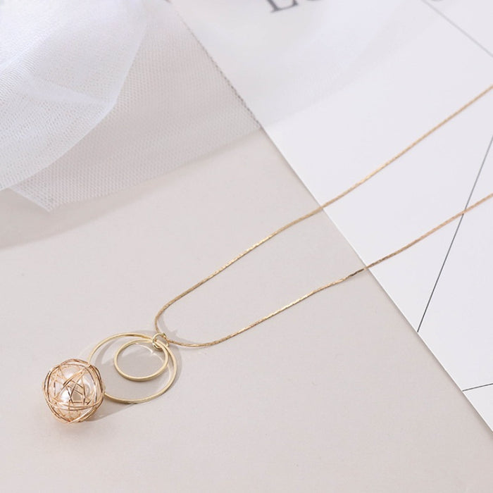 Wholesale Hollow Metal Ball Bag Long Necklace JDC-NE-YaXue005