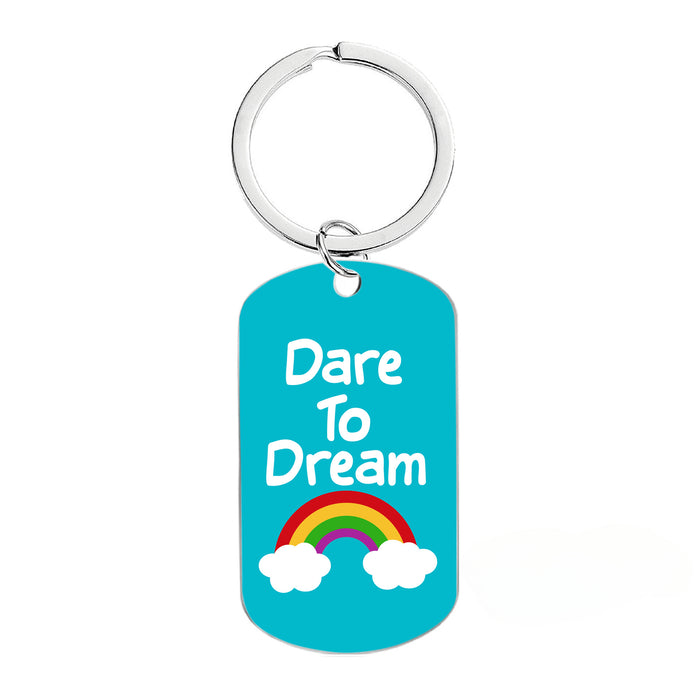 Wholesale Motivational Positive Metal Color Printing Keychains JDC-KC-GangGu053