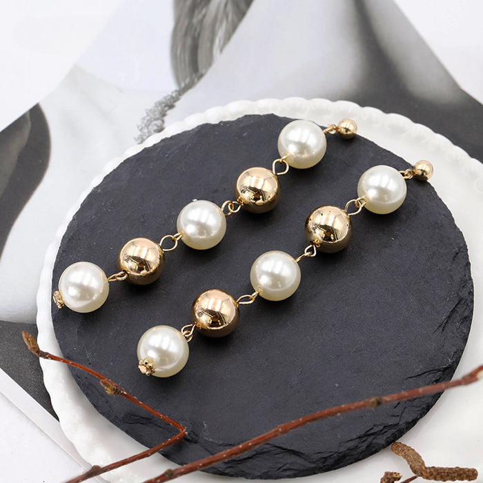 Wholesale Glass Pearl Ball Long Earrings JDC-ES-YaXue009