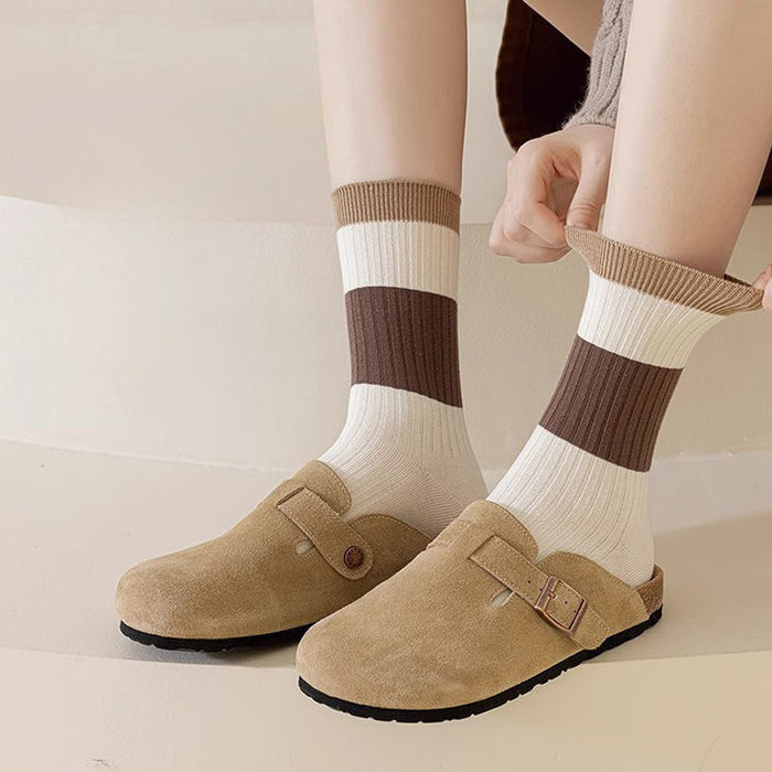 Wholesale Socks Children's Maillard Color Series Mid Tube Socks Versatile Pile Socks College Style Brown Series Long Socks JDC-SK-JiaMu004