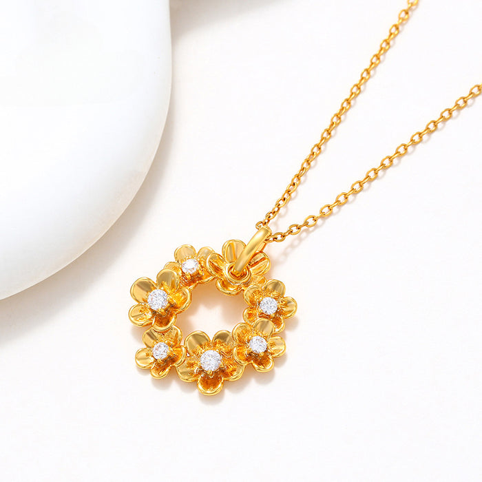 Wholesale Personalized Flower Pendant Necklace Glossy JDC-NE-XP002