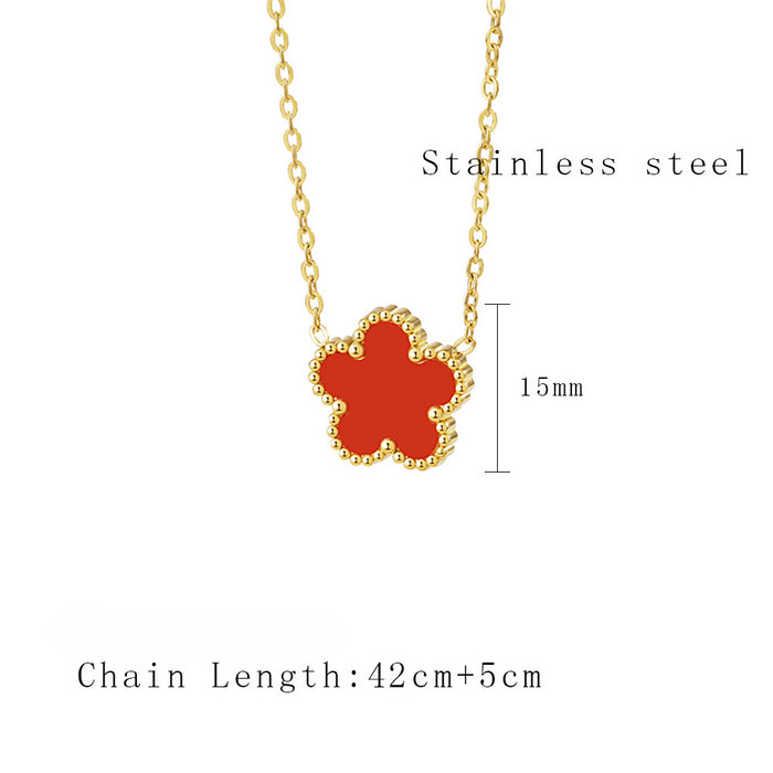 Wholesale Titanium Steel Flower Pendant Necklace JDC-NE-LangDi007