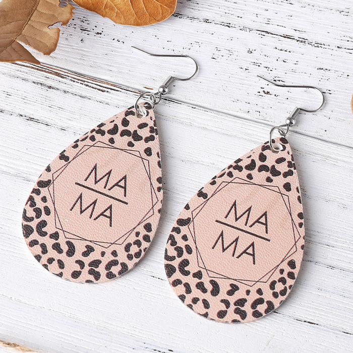 Wholesale earrings Double-sided PU leather waterdrop painted earrings JDC-ES-ChL032