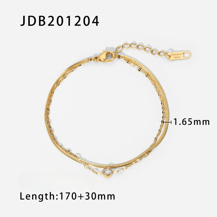 Wholesale Stainless Steel Zircon Double Layer Bracelet JDC-BT-JD113