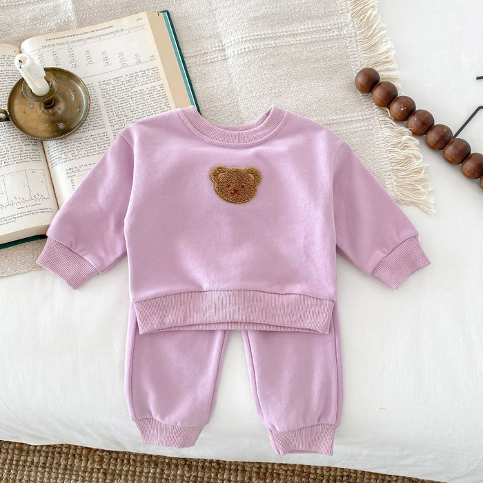 Wholesale Long-sleeved Bear Pullover Sweatshirt and Sweatpants Children's Suit JDC-CTS-WeiNiS006