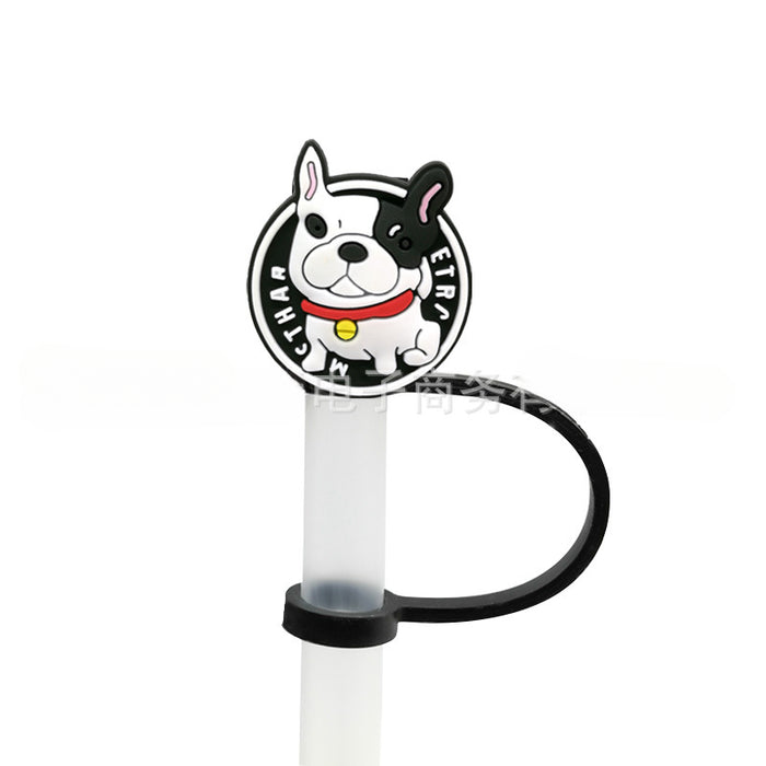 Wholesale 10pcs Silicone Cartoon Puppy Straw Cover JDC-SCR-KuaJ007