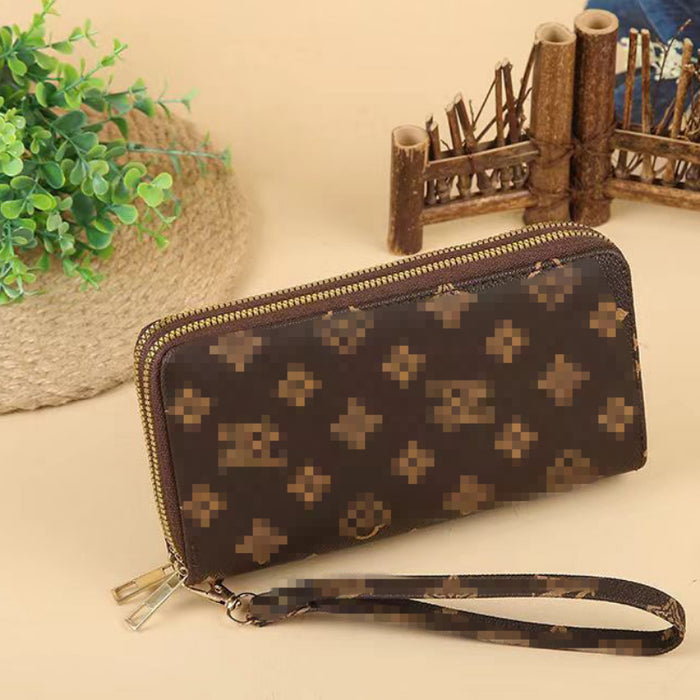 Wholesale Large Capacity Double Zipper PU Wallet JDC-WT-HNG004