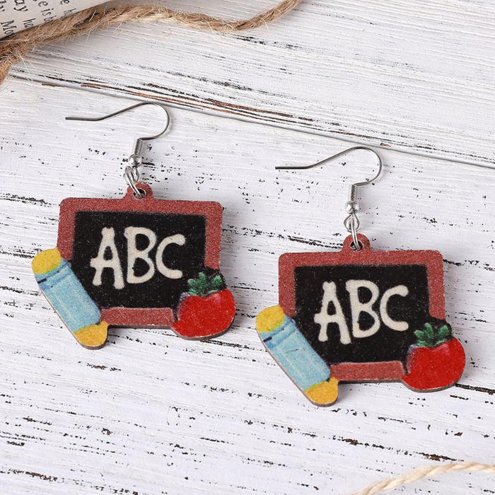 Wholesale earrings Double-sided painted wooden earrings JDC-ES-ChL020