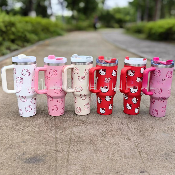 Wholesale Tumbler Cute Cartoon 40oz Handle Stainless Steel Large Capacity Ice Cup Car Cup JDC-CUP-SanS004
