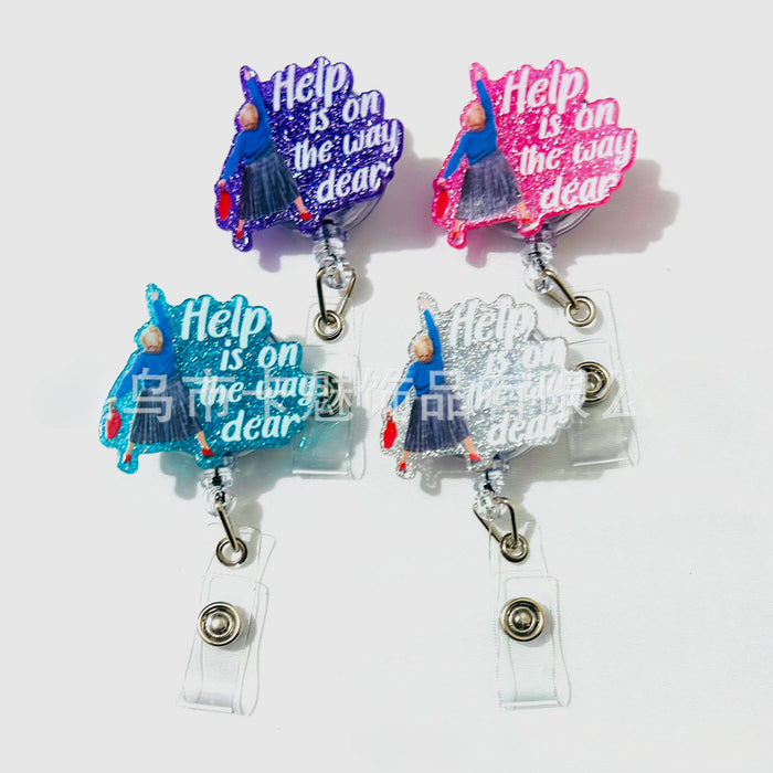 Wholesale Acrylic Easy-pull Buckle Rotatable Telescopic Badge Reel JDC-KC-KaMei008