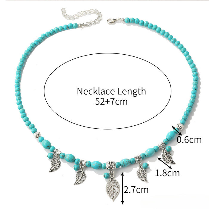 Wholesale Western Style Accessories Turquoise Pendant Leather Necklace JDC-NE-ManY017