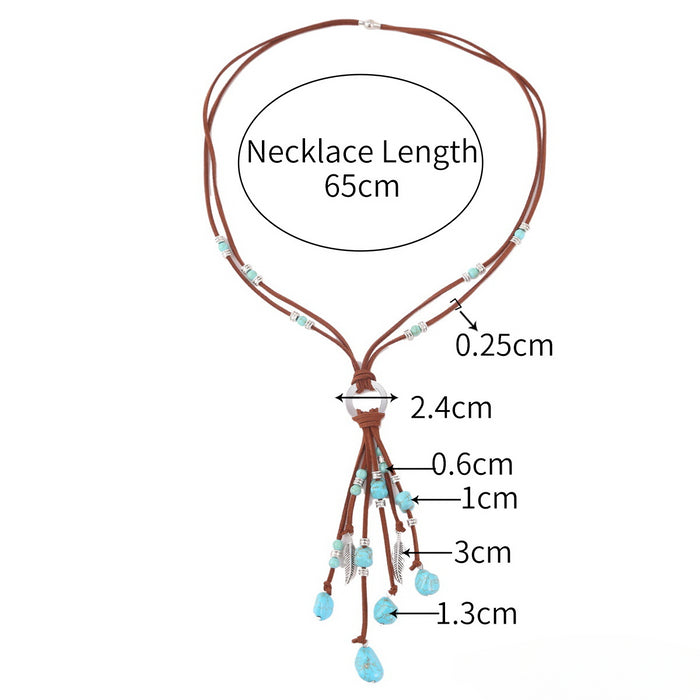 Wholesale Western Style Accessories Turquoise Pendant Leather Necklace JDC-NE-ManY017