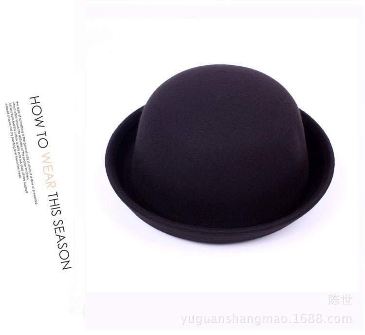 Wholesale Autumn and Winter Fashion Imitation Wool Shaped Small Round Hat British Retro Small Hat Round Top Hat Men and Women JDC-FH-DG001