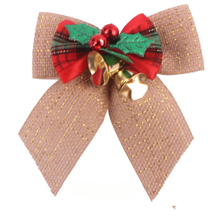 Wholesale Christmas Linen Bow Christmas Tree Ornament Gift Box Decoration JDC-DCN-ZHHAO001