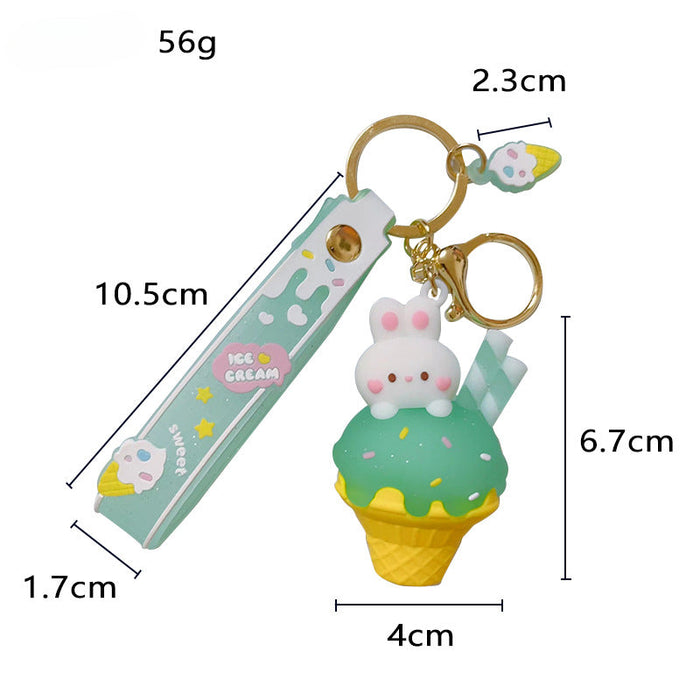 Wholesale Cartoon Cute Ice Cream Cone Rabbit Doll Keychain JDC-KC-OuBu005