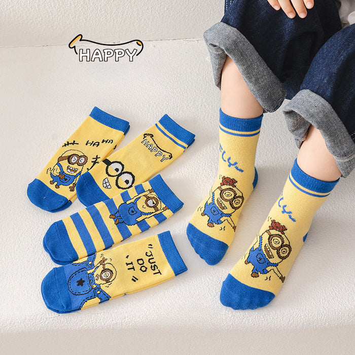 Wholesale 5 Pairs/pack Children's Socks Autumn and Winter New Combed Cotton Cartoon Boy's Tube Socks Korean Version Spring and Autumn Girl's Socks JDC-SK-LXWC003