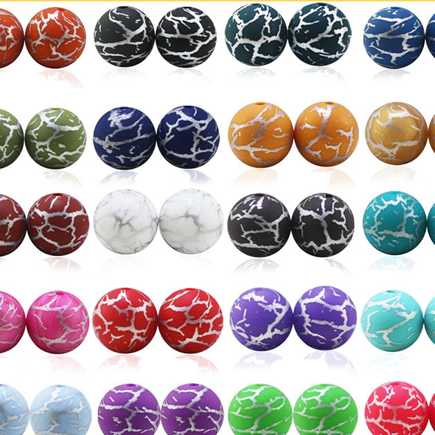 Wholesale 10PCS 15mm Watermark Explosion Pattern Silicone Beads JDC-BDS-HongZhou031