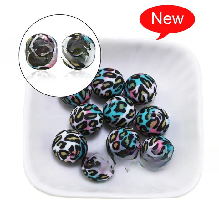 Wholesale 50PCS/PACK Leopard Print Water Transfer Silicone Beads JDC-BDS-HongZhou014