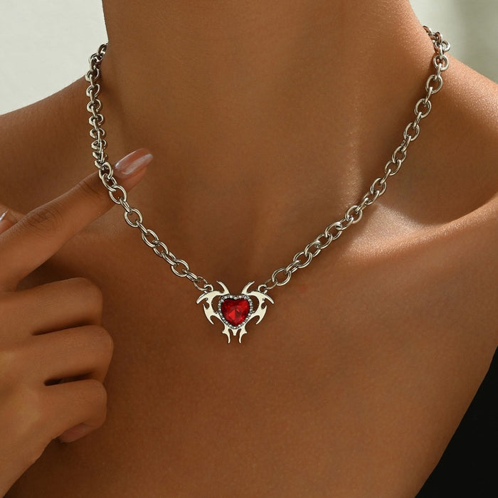 Wholesale Geometric Heart Diamond Clavicle Necklace JDC-NE-Bais002