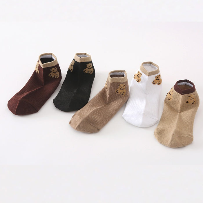 Wholesale Casual Spring and Summer Cute Teddy Bear Solid Color Thin Shallow Sock JDC-SK-JiaMu001