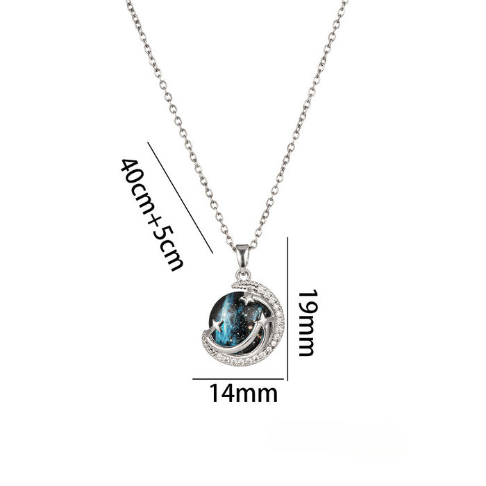 Wholesale Titanium Steel Planet Starry Sky Necklace JDC-NE-Kucai024