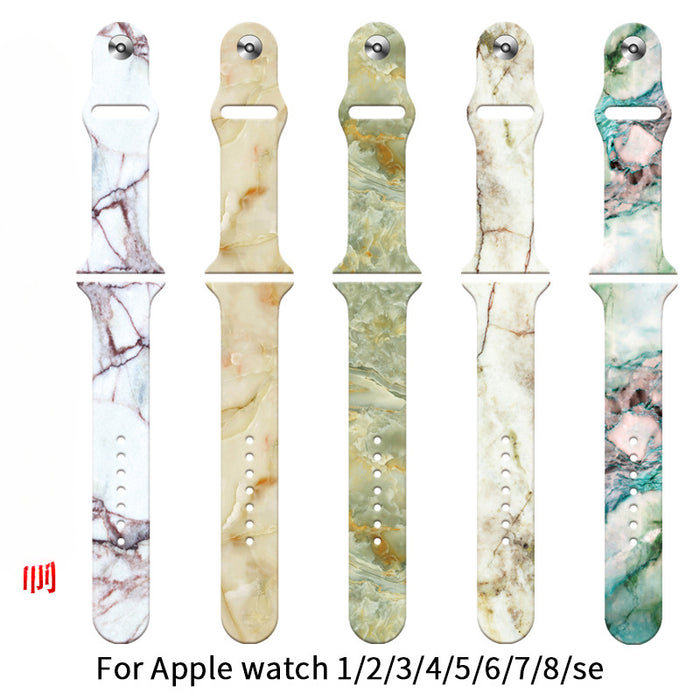 Wholesale Silicone Jade Abstract Style Printed Watch Strap JDC-WD-NuoQi094