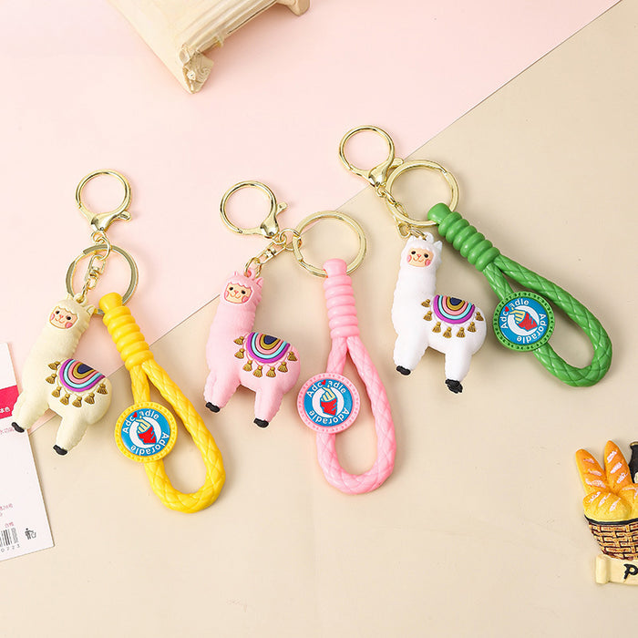 Wholesale Cartoon Doll Alpaca Doll Silicone Keychain JDC-KC-Benxin041