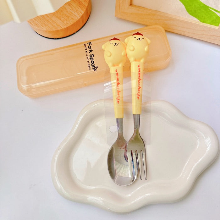 Wholesale Children's Stainless Steel Portable Tableware Set with Silicone Handle JDC-SN-CXR001