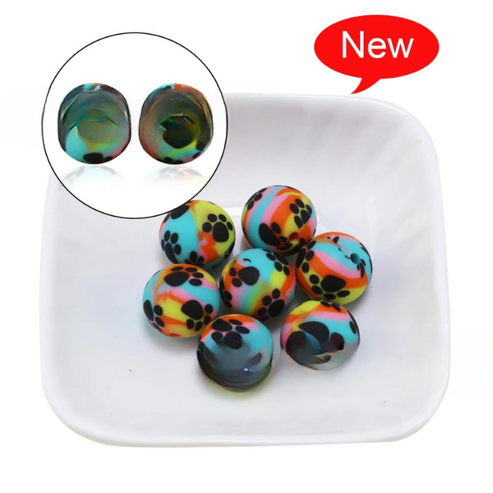 Wholesale 50PCS/PACK Leopard Print Water Transfer Silicone Beads JDC-BDS-HongZhou014