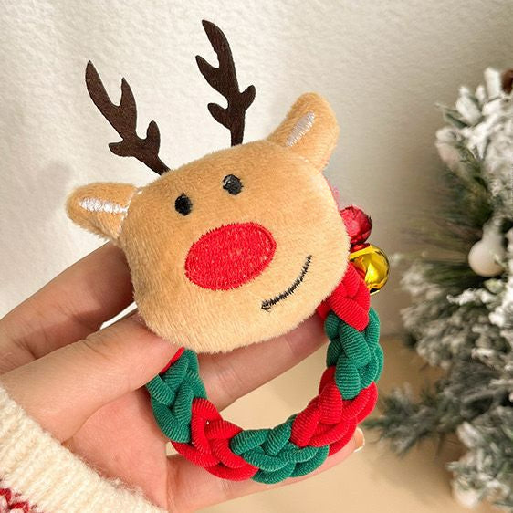 Wholesale Christmas Cartoon Deer Biscuits Braided Hair Scrunchies JDC-HS-Shuy002