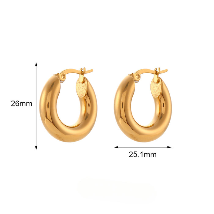 Wholesale Stainless Steel Plated 18K Solid Smooth Earrings JDC-ES-MengJ005