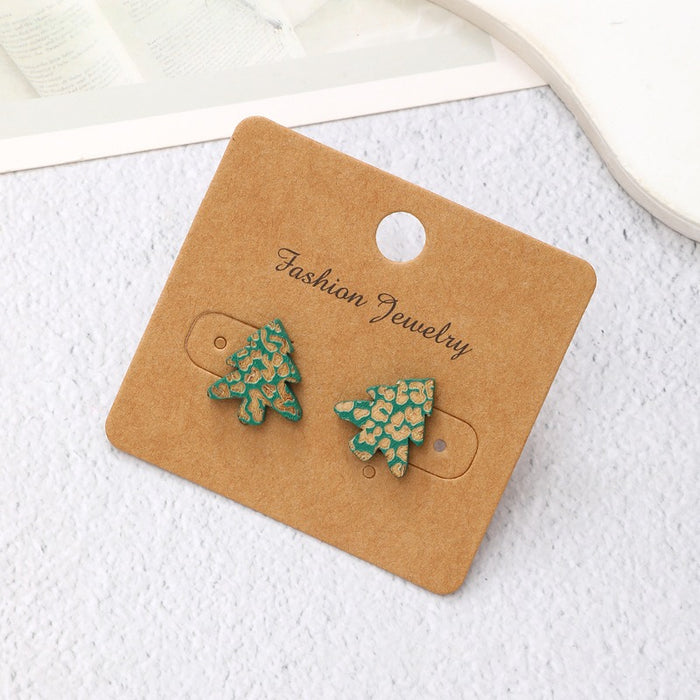 Wholesale Christmas wood carving leopard cute earrings JDC-ES-YiTian012