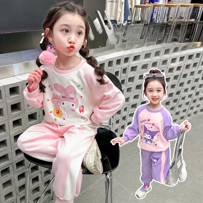 Wholesale Girls Casual Suits Spring and Autumn New Fashionable Children's Clothing Western Style Little Girl Sports Style Sweater Two-piece Suit JDC-CTS-QNE007