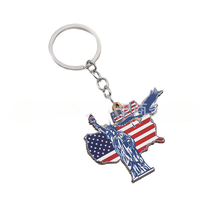 Wholesale Wooden Independence Day Keychain JDC-KC-RongRui006