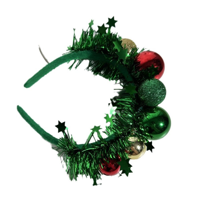 Wholesale Christmas Creative Design Ball Green Ribbon Atmosphere Party Headband JDC-HD-GuTe001