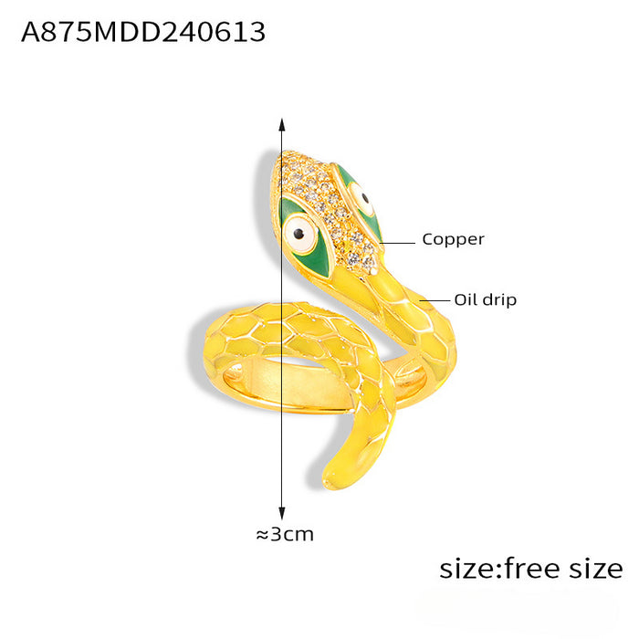 Wholesale Snake Shape Glazed Copper Material Open Ring JDC-RS-MiLi001