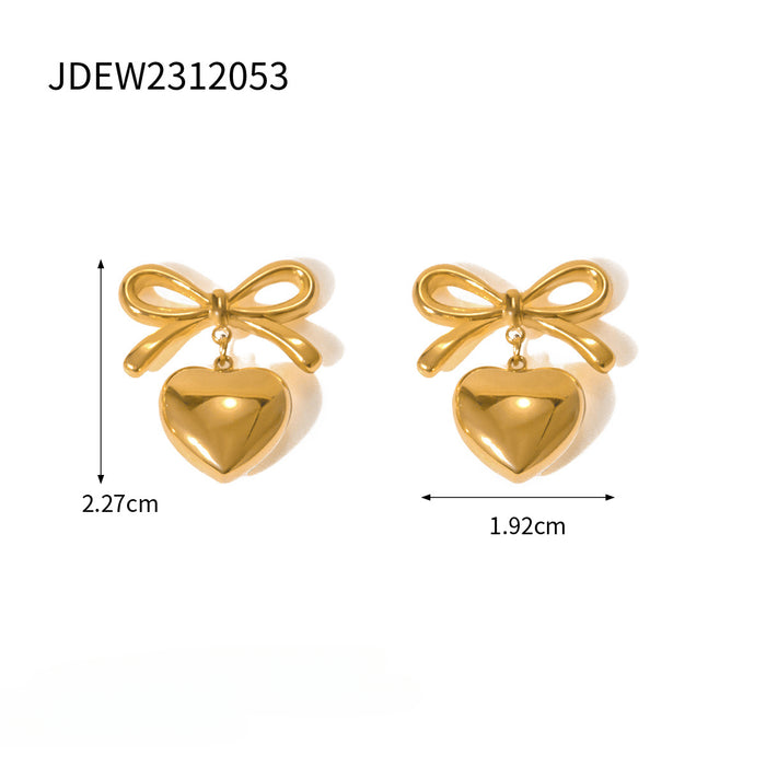 Wholesale 18K Gold Stainless Steel Heart Pendant Earrings JDC-ES-JD343