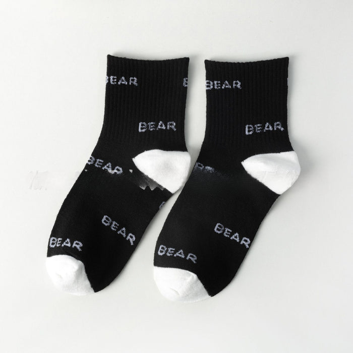 Wholesale of 10pcs Little Bear Black and White Mid Length Socks JDC-SK Miqi010