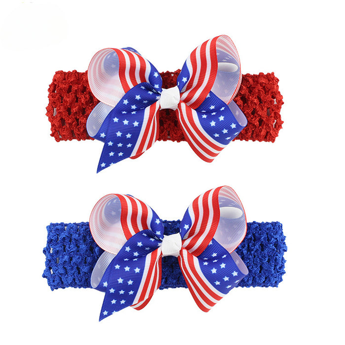 Wholesale American Flag Independence Day Children's Bow Fabric Headband JDC-HD-HeZhuo005