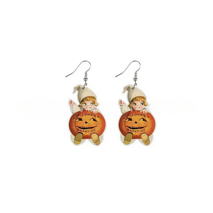 Wholesale Acrylic Halloween Pumpkin Earrings JDC-ES-Zhanh001