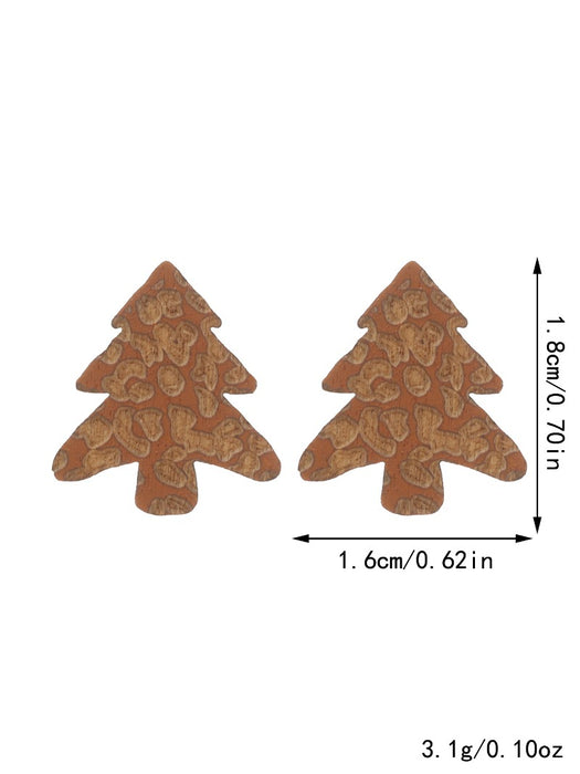 Wholesale Christmas wood carving leopard cute earrings JDC-ES-YiTian012