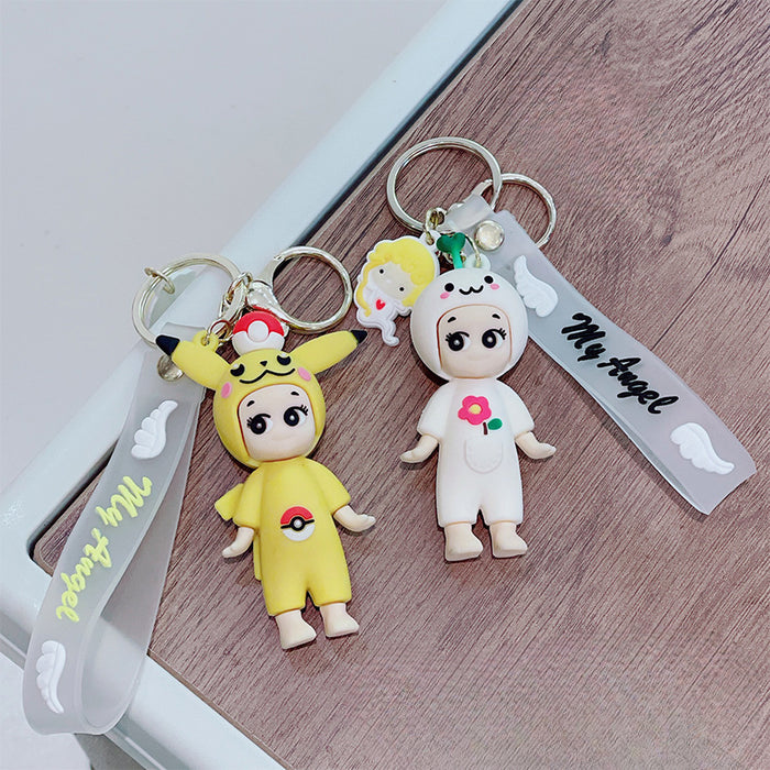 Wholesale Cartoon Cute Angel Girl Silicone Keychains JDC-KC-MRan005